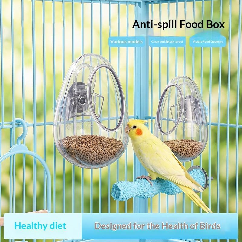 Feeding - 1個入り壁掛け式鳥用餌入れカップ、飛散防止透明バードフィーディングボウル、取り外し可能なプラスチック製オウム用餌入れ/水飲み器