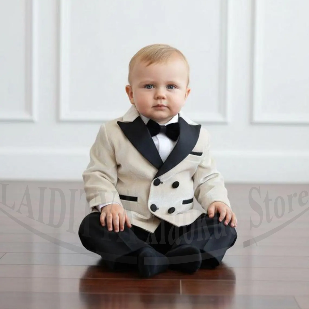 Baby Boy Suit Set Baptism - 赤ちゃん男の子スーツ 2 ピースシックなダブルブレストピークドラペルベルベットタキシード結婚式洗礼誕生日パーティーファッション子供服