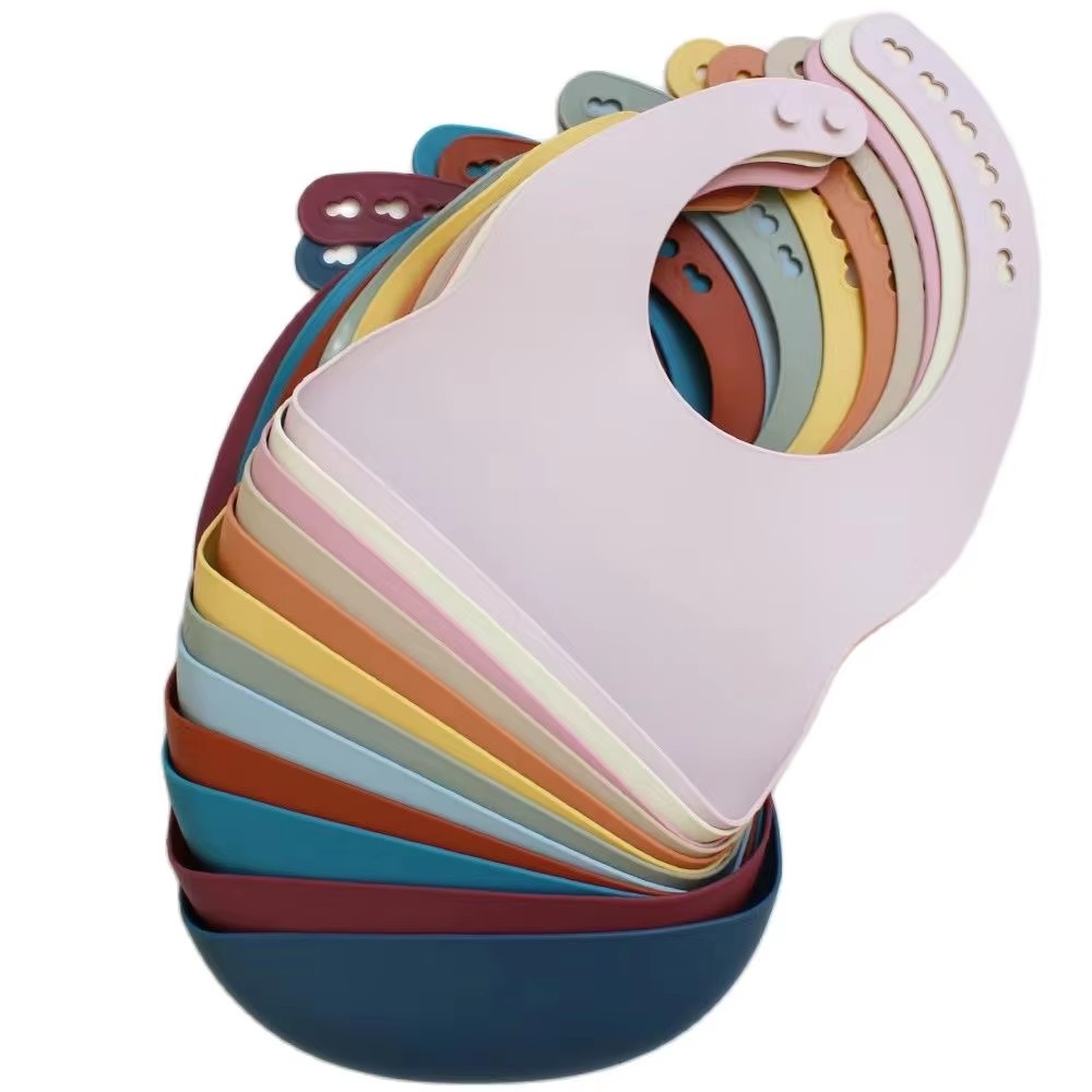 Waterproof Baby Bibs Silicone - ベビーシリコントレイよだれかけ防水ソフト4スピード調整可能よだれかけ新生児食事用食品分離汚れ防止授乳唾液ポケットキッズグッズ
