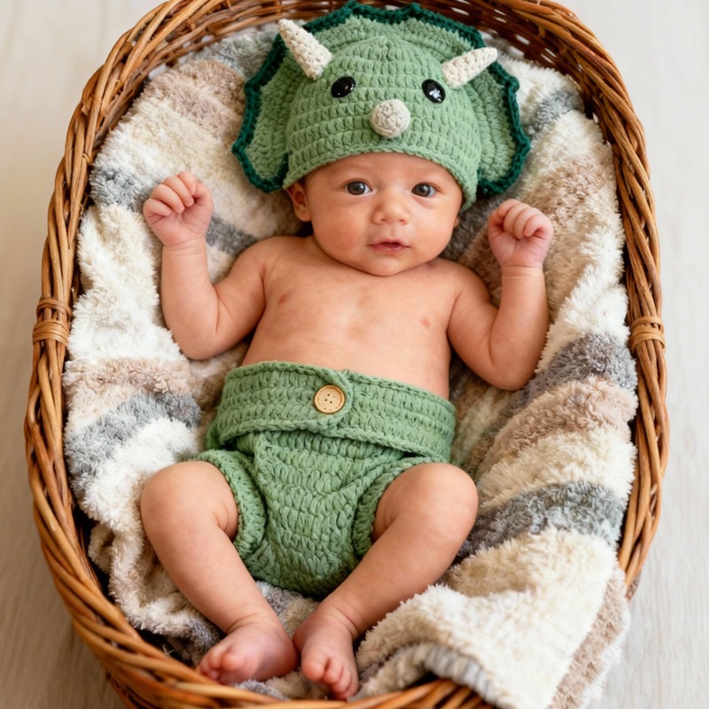 Infant Photography Props Outfit - 2 個かぎ針編み恐竜新生児写真小道具ニットベビー帽子ショーツセット幼児動物コスチューム写真撮影スタジオ衣装