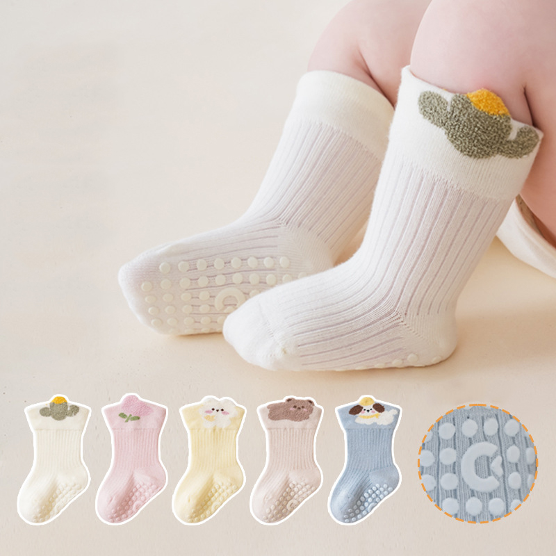 Unisex Baby Socks Non Slip - 滑り止めベビーフロアソックス、柔らかい滑り止めソール、室内用幼児ソックス、新生児の男の子と女の子のための漫画柄フロアプレイソックス