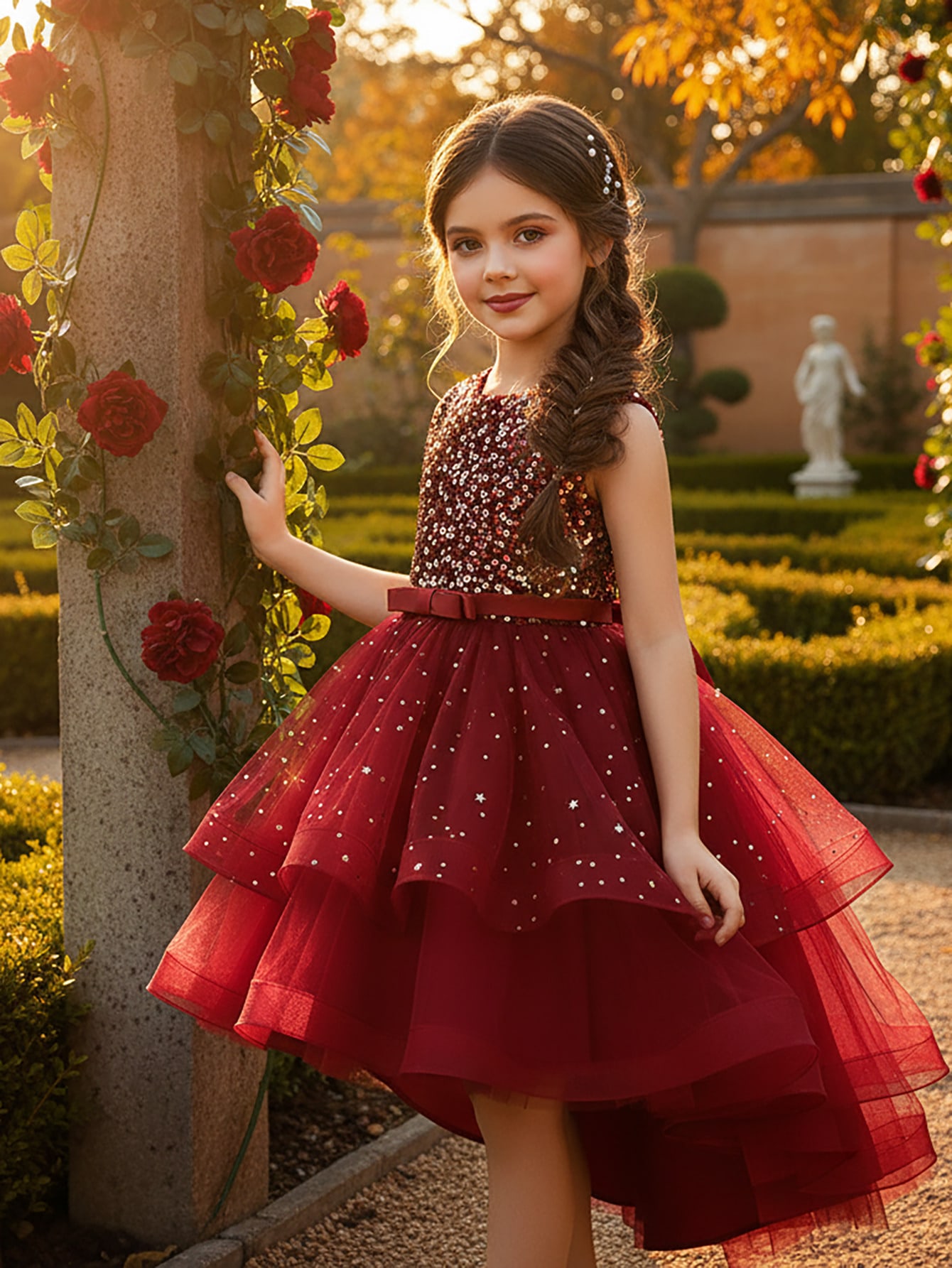 Toddler Girl Tulle Party Dress - 女の赤ちゃんプリンセス花柄スパンコールドレスオフショルダー幼児子供チュール Vestido パーティー結婚式ページェントベビー服 3-12Y
