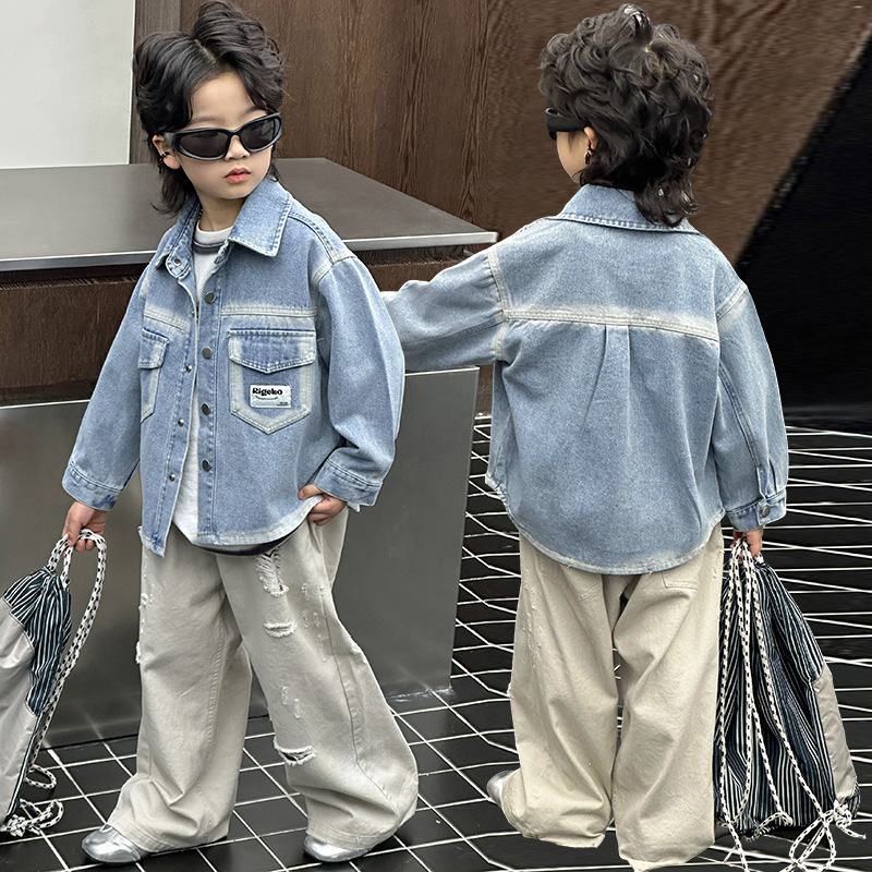 Baby Clothes - 春秋のファッション男の子デニムジャケットフロントポケット幼児カジュアルジーンズコート衣装子供クールストリート服