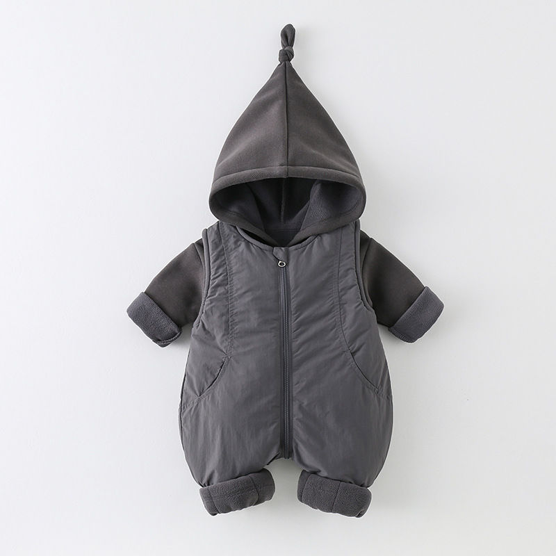 Cotton Baby Onesies Zipper - 冬用厚手コットンベビーロンパースユニセックス新生児綿入りスーツ2点セット暖かいロンパース男の子＆女の子秋冬服