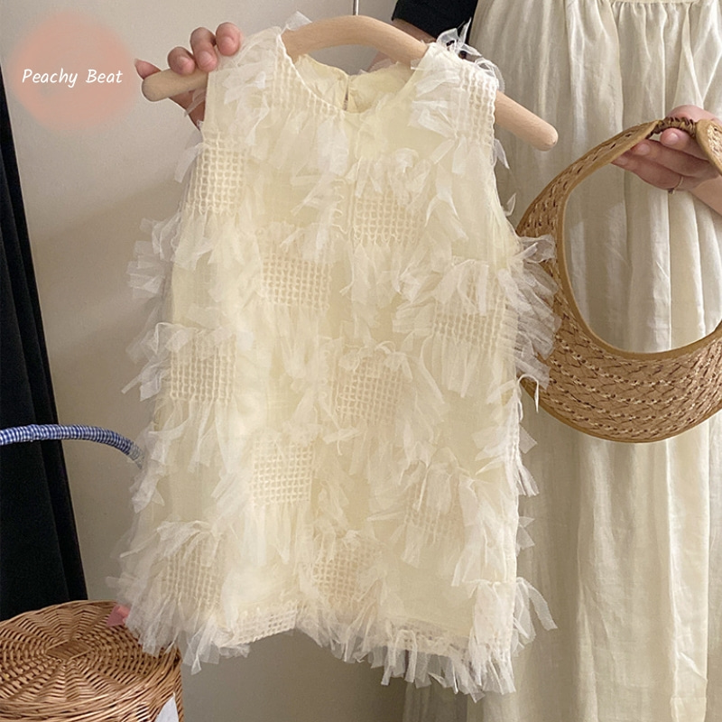 Toddler Girl Tulle Party Dress - 女の赤ちゃんのためのプリンセスドレス,コットン,ノースリーブ,幼児向け,エレガントなサマーパーティードレス,ハイエンド,18m-10y