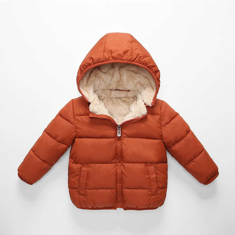 Toddler Boy Winter Fleece Jacket - 幼児用男の子女の子冬用フード付きダウンジャケット 厚手フリース裏地付き 暖かいジッパー付き 子供用アウターウェア 2-6歳 キッズパーカー