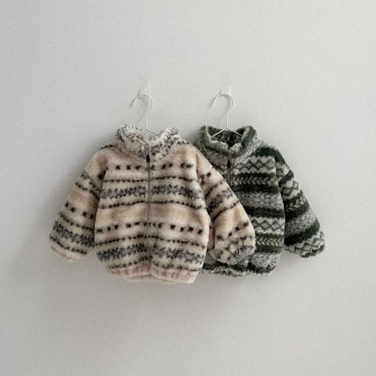 Toddler Boy Winter Fleece Jacket - 冬の新作ベビー用暖かいプラッシュコート、幼児用女の子向けヴィンテージプリントパッド入りジャケット、幼児用男の子向け長袖フリースコート、子供服
