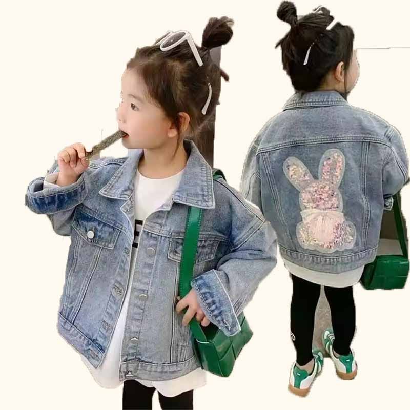 Baby Clothes - 女の赤ちゃんデニムコート子供のファッションジャケット春子供カジュアルアウター秋ティーンルーズボタン服 2-10 歳