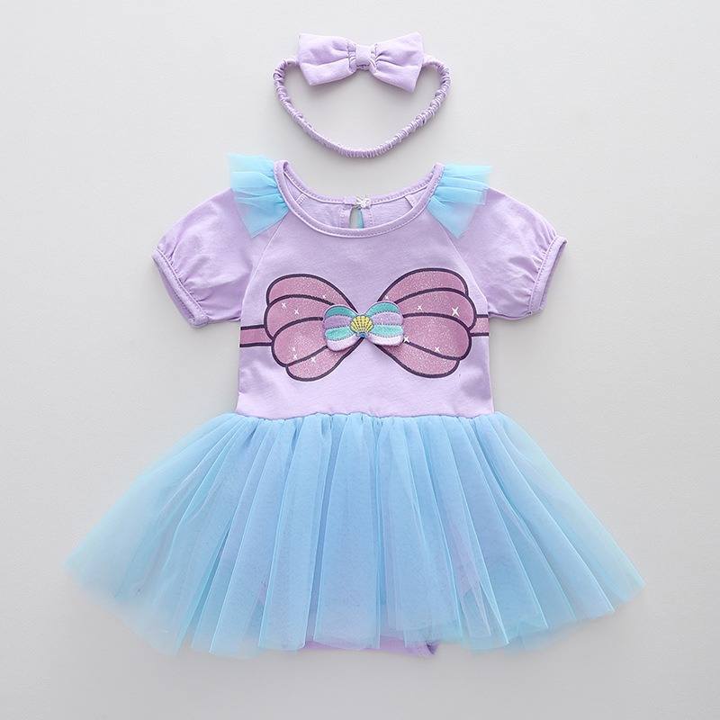 Baby Clothes - THEEPER ベビーロンパース チュチュドレス ヘッドバンド付き 女の赤ちゃんマーメイドプリンセス服 3-18M