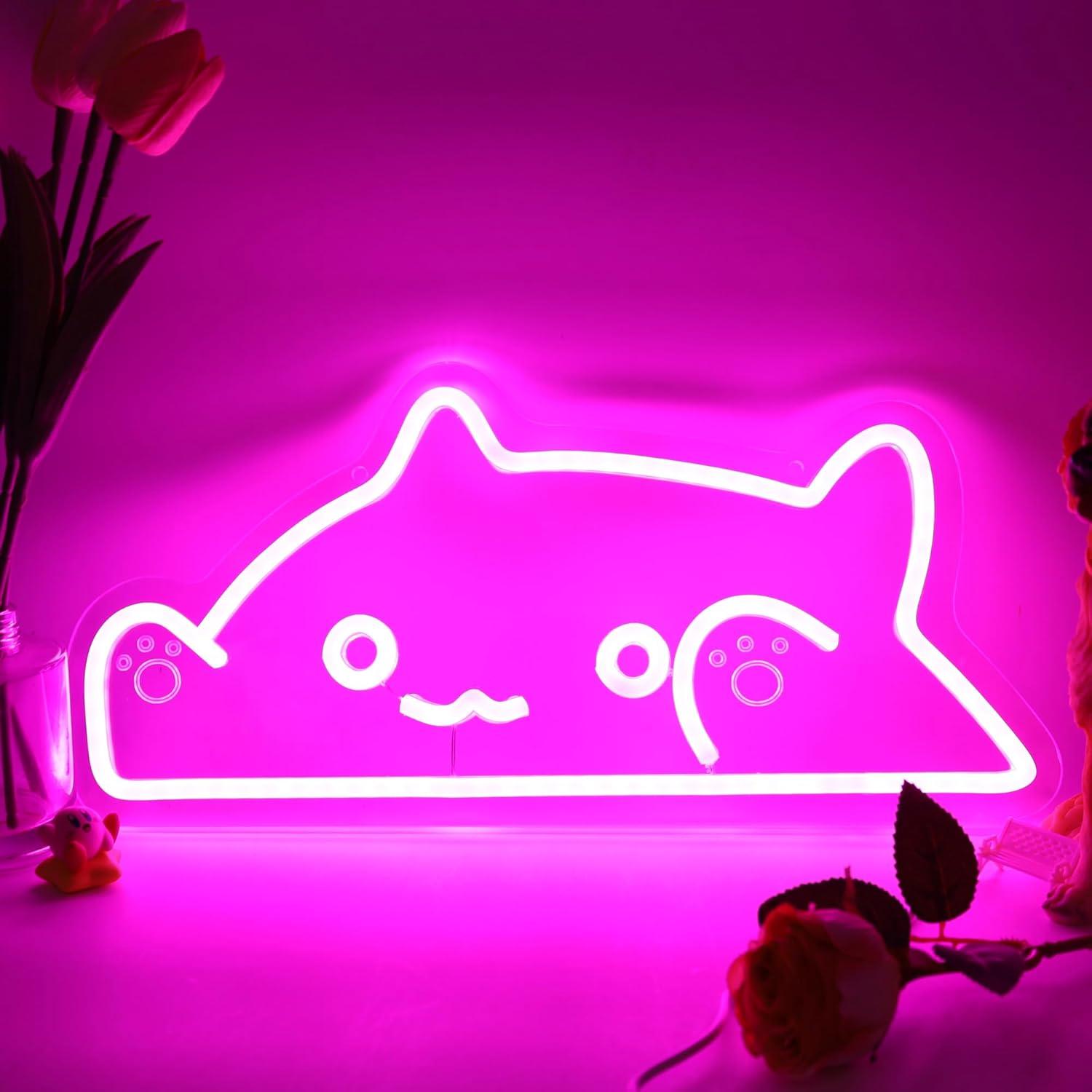 Nursery - 猫のネオンサイン、動物型USB調光LEDネオンライト、寝室、子供部屋の装飾、子供への特別な誕生日プレゼント、ナイトライト