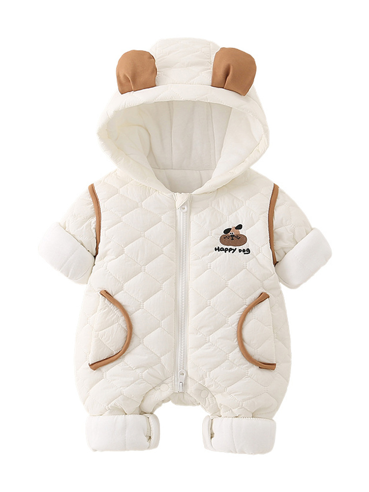 Cotton Baby Onesies Zipper - 暖かい綿のベビー服、フード付き、長袖ロンパース、秋と冬の月に最適、クライミングスーツ、サーマルアウターウェア、ベビー服