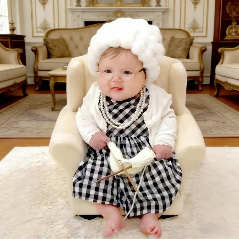 Infant Photography Props Outfit - 新生児写真撮影小道具女の赤ちゃんおばあちゃん衣装男の子おじいちゃん衣装コスプレ服幼児写真撮影新生児衣装