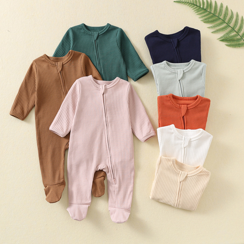Cotton Baby Onesies Zipper - ベビーロンパース秋と冬のベビークライミング服長袖ジッパークライミング服新生児服おなら服ベビーパジャマ