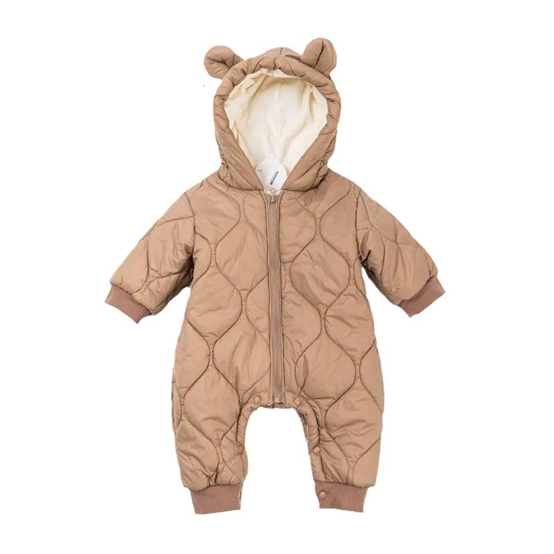 Cotton Baby Onesies Zipper - 新生児ロンパース冬厚み綿ジャンプスーツ幼児カバーオールフリース裏地フード付きロンパース少年少女服子供服