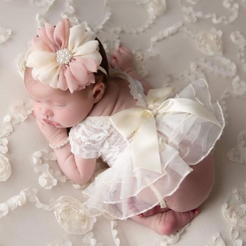 Infant Photography Props Outfit - ベビー写真アクセサリー蝶ネクタイスカートと花のヘッドバンドqx2d