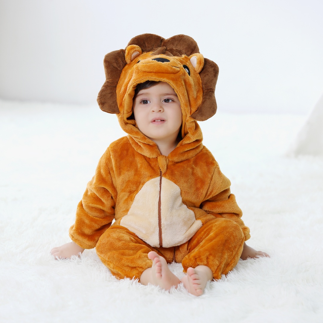 新生児かわいいライオン動物漫画ロンパース服女の子パジャマ長袖 - Cotton Baby Onesies Zipper のレビューと価格