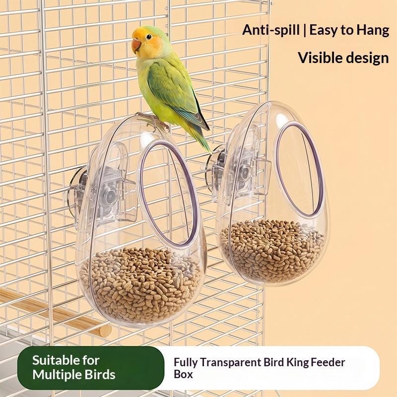 1個入り壁掛け式鳥用餌入れカップ、飛散防止透明バードフィーデ - Feeding のレビューと価格