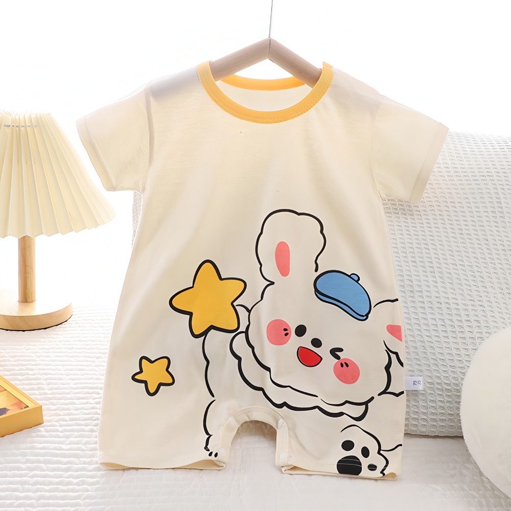 夏プリント新生児綿リネンボディスーツ男の子と女の子ノースリー - Baby Summer Linen Sleeveless Jumpsuit のレビューと価格