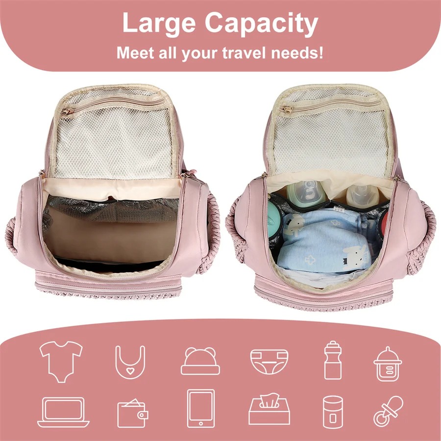 大容量マタニティおむつバッグバックパックニット柄ベビーおむつ - Diapering のレビューと価格