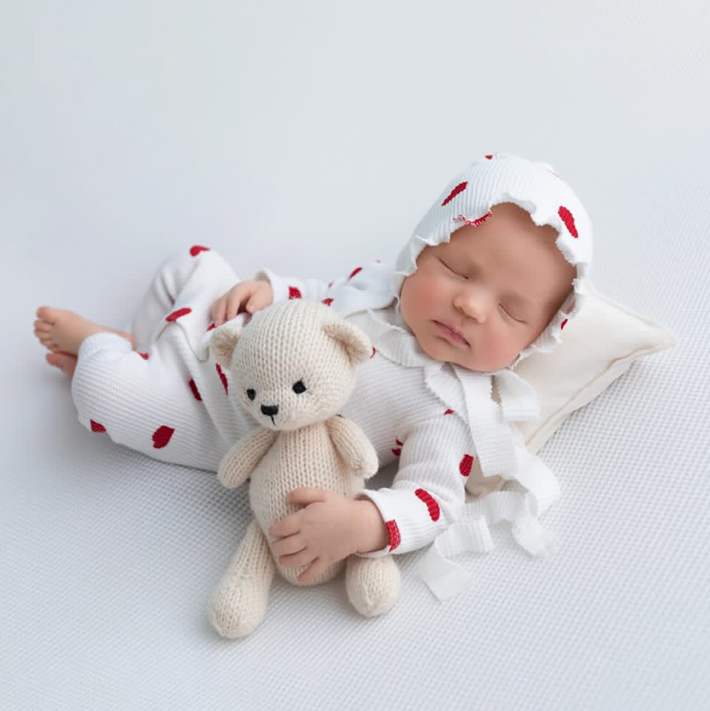 ハートテーマ新生児写真撮影小道具ベビーボーイニットロンパース - Infant Photography Props Outfit のレビューと価格