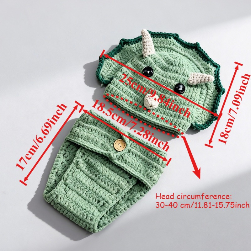 2 個かぎ針編み恐竜新生児写真小道具ニットベビー帽子ショーツ - Infant Photography Props Outfit のレビューと価格