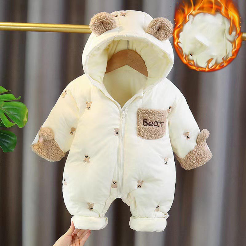 冬新生児ロンパース厚みの綿ジャンプスーツ幼児カバーオールフリ - Cotton Baby Onesies Zipper のレビューと価格