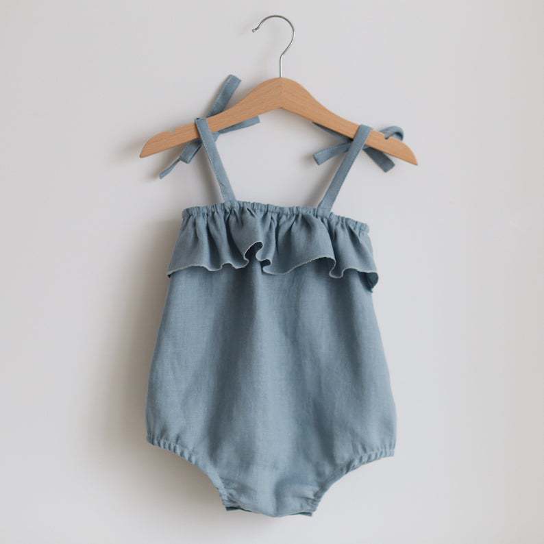 女の赤ちゃんのための夏のロンパース,蝶ネクタイ付きの綿とリネ - Baby Summer Linen Sleeveless Jumpsuit のレビューと価格