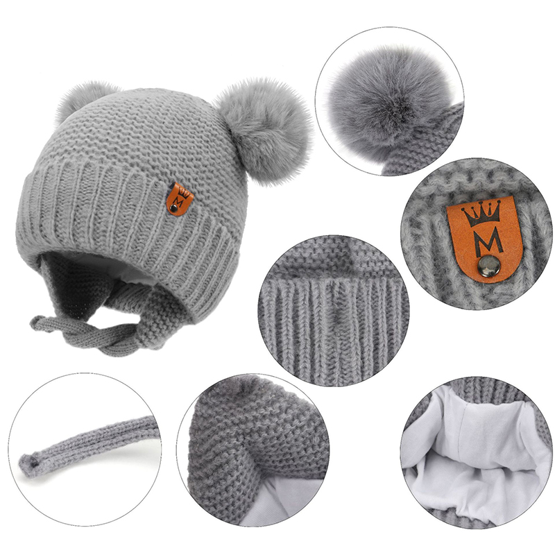ベビーウール帽子かわいい毛皮ボール耳保護帽子子供冬肥厚暖かい - Infant Beanie Hat With Ears のレビューと価格