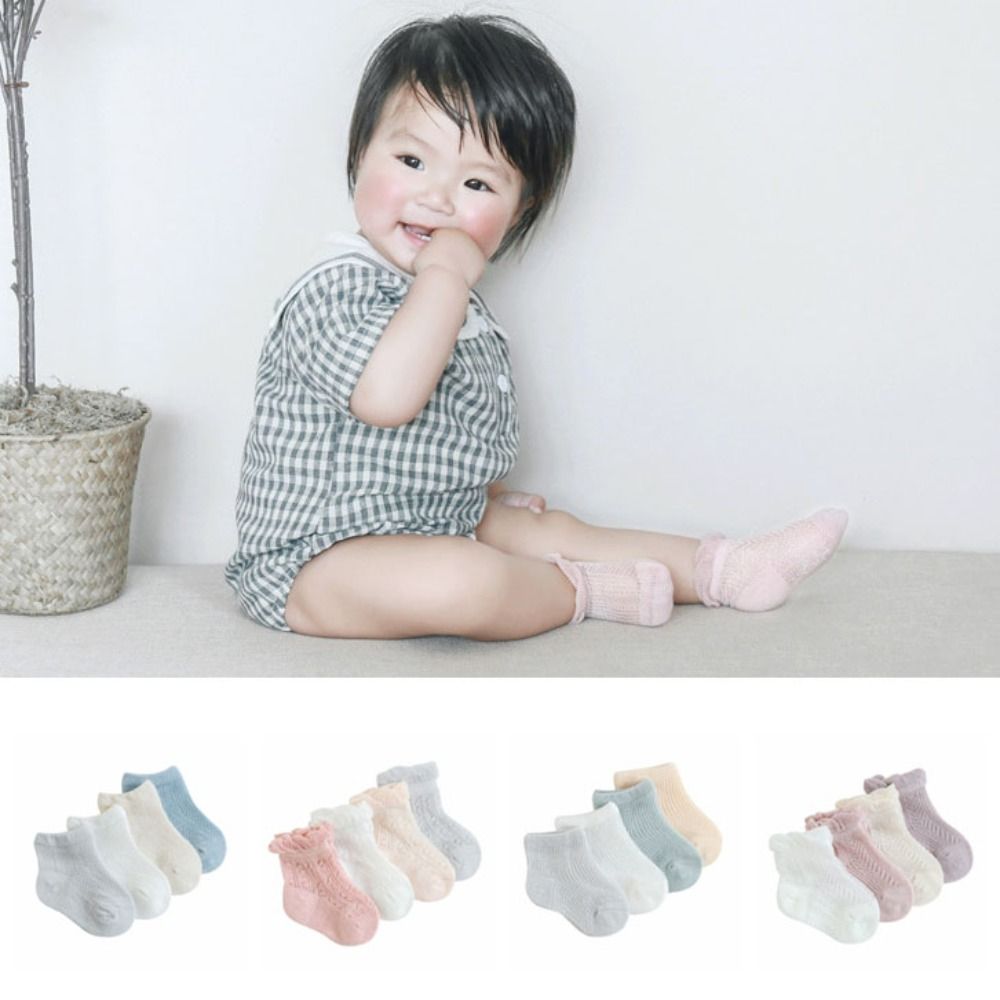 4足組 スウィートコットン ベビーラッフルソックス 穴あき滑 - Unisex Baby Socks Non Slip のレビューと価格