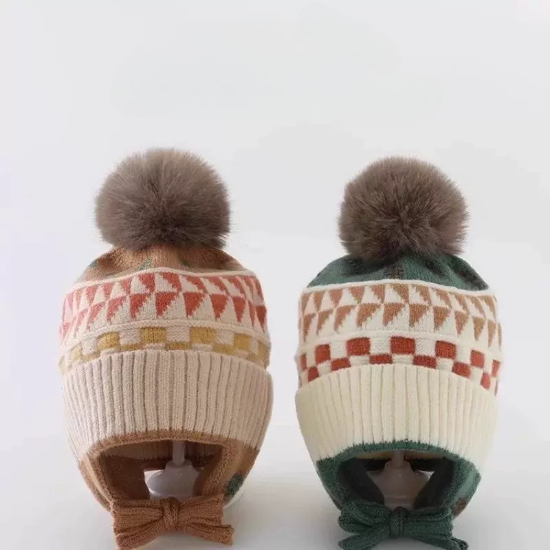 耳当て付きベビーニット帽、柔らかく暖かいポンポン付き冬用ニッ - Infant Beanie Hat With Ears のレビューと価格