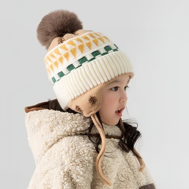 耳当て付きベビーニット帽、柔らかく暖かいポンポン付き冬用ニッ - Infant Beanie Hat With Ears のレビューと価格