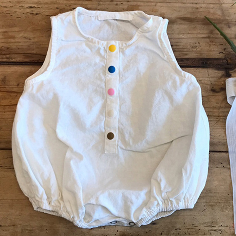 男の子と女の子のためのノースリーブのリネンとコットンロンパー - Baby Summer Linen Sleeveless Jumpsuit のレビューと価格