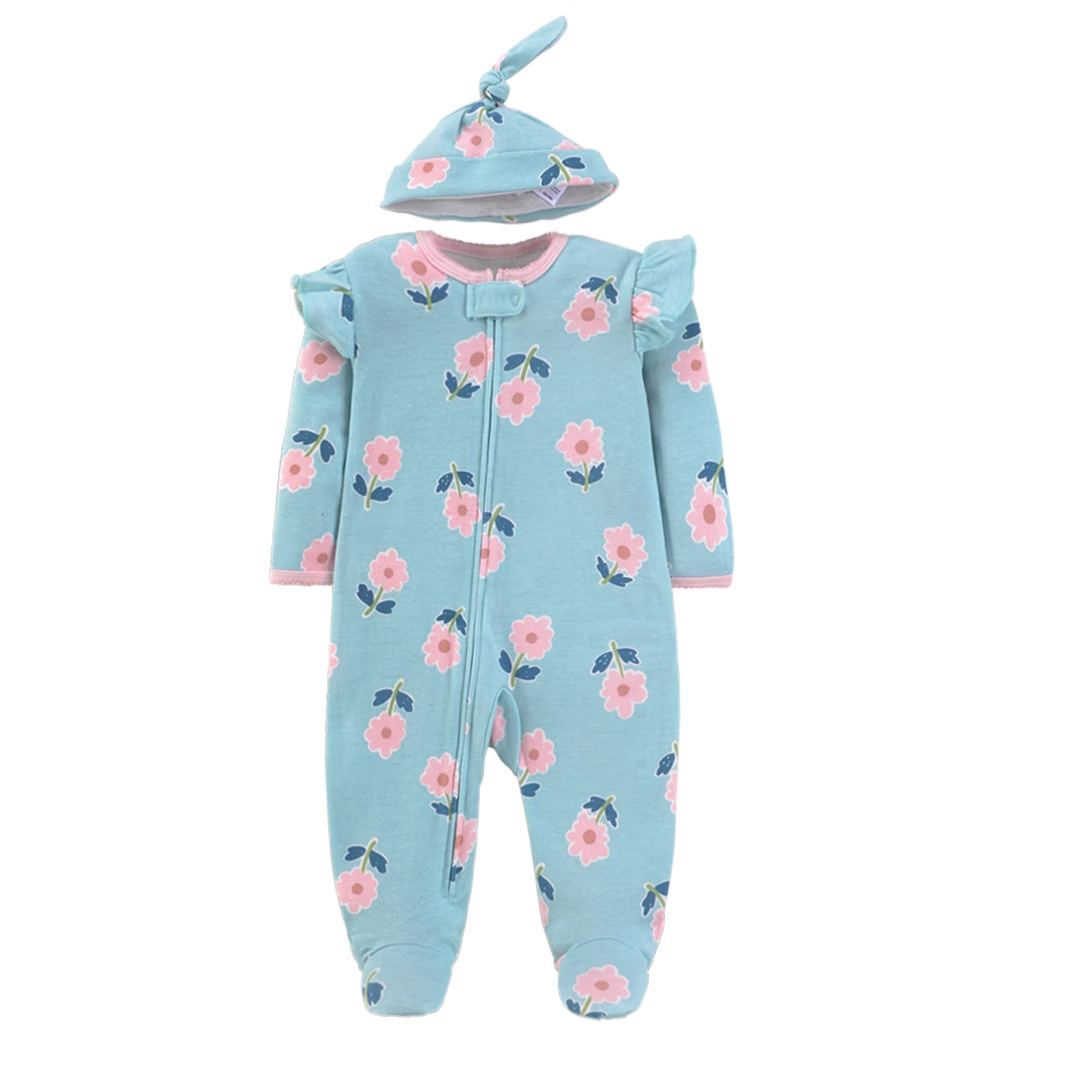新生児用ピュアコットンロンパースパジャマ、漫画プリントのワン - Cotton Baby Onesies Zipper のレビューと価格