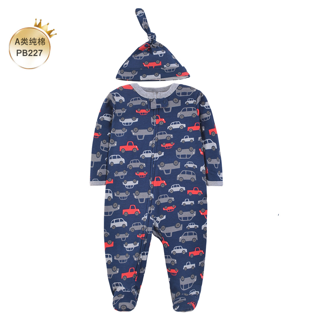 新生児用ピュアコットンロンパースパジャマ、漫画プリントのワン - Cotton Baby Onesies Zipper のレビューと価格
