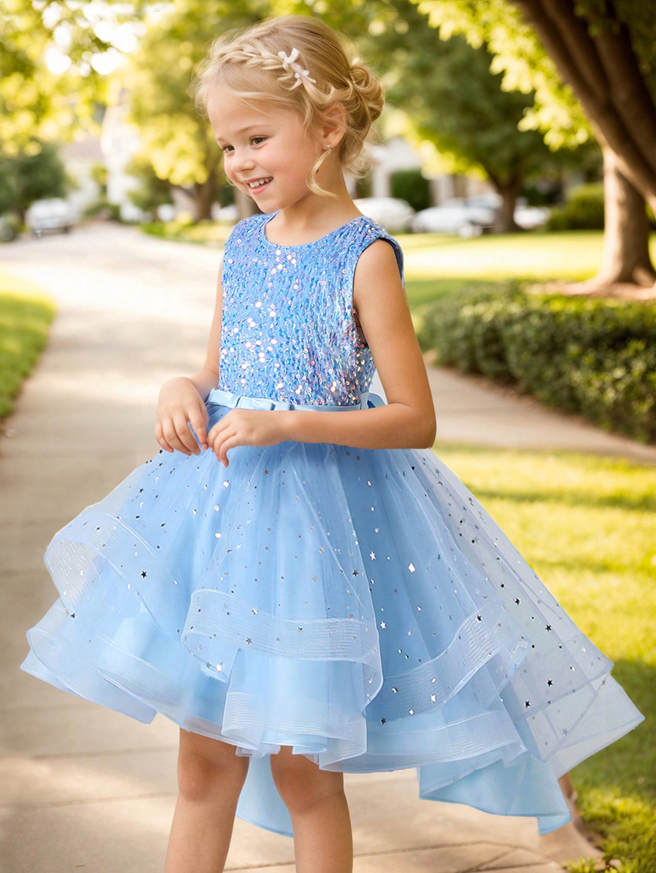 女の赤ちゃんプリンセス花柄スパンコールドレスオフショルダー幼 - Toddler Girl Tulle Party Dress のレビューと価格