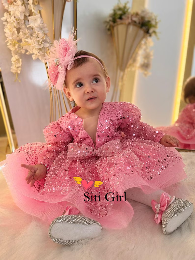 ピンクプリンセスベビードレスフラワーガールドレス女の赤ちゃん - Toddler Girl Tulle Party Dress のレビューと価格