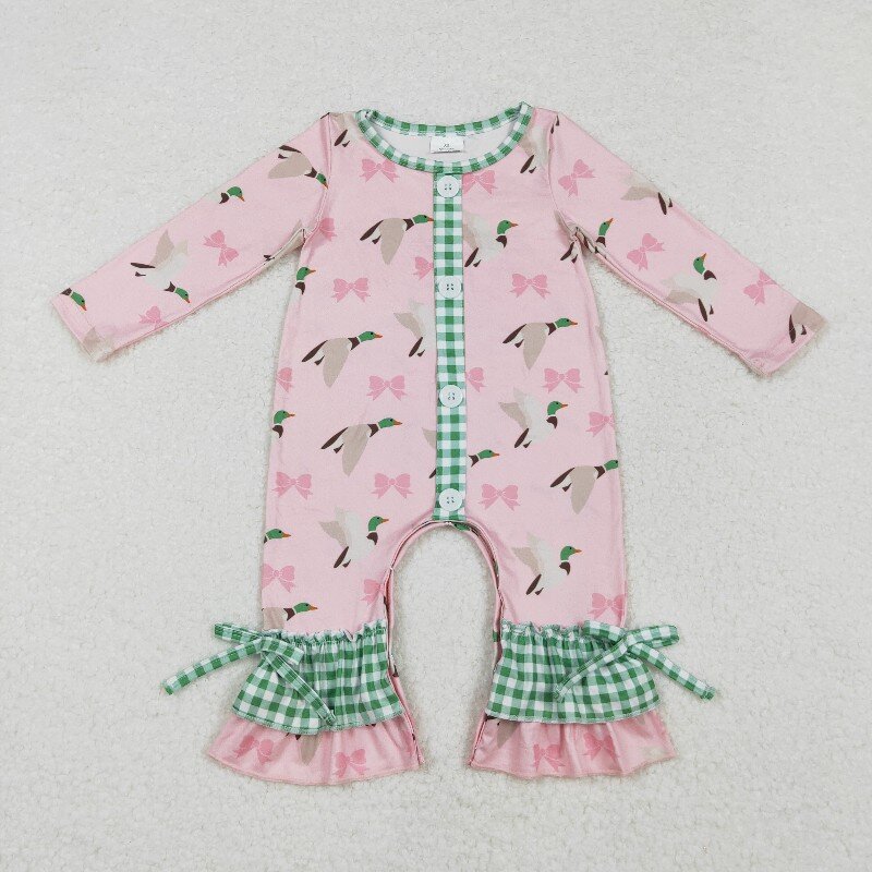 冬のブティック女の赤ちゃんラグビーパターンカバーオールピンク - Cotton Baby Onesies Zipper のレビューと価格