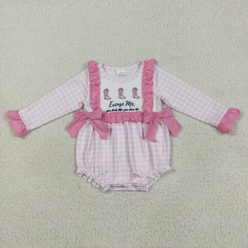 冬のブティック女の赤ちゃんラグビーパターンカバーオールピンク - Cotton Baby Onesies Zipper のレビューと価格