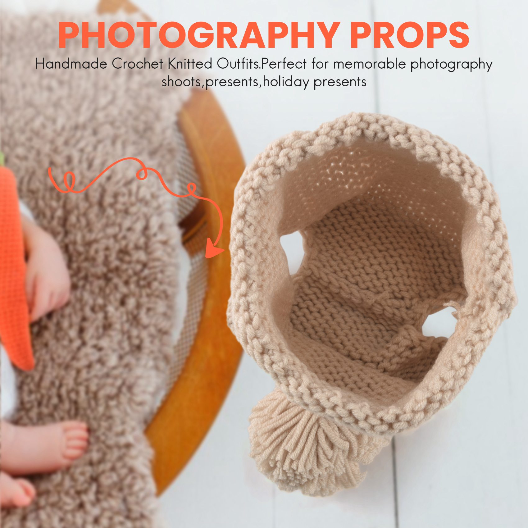 ABJA-新生児写真撮影用小道具幼児男の子女の子ニット写真撮 - Infant Photography Props Outfit のレビューと価格