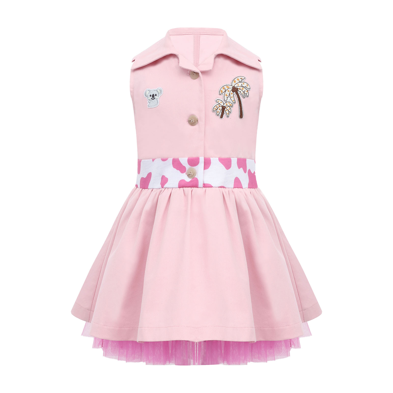 幼児の女の子用動物園飼育員スーツ、ノースリーブ、可愛い動物刺 - Toddler Girl Tulle Party Dress のレビューと価格