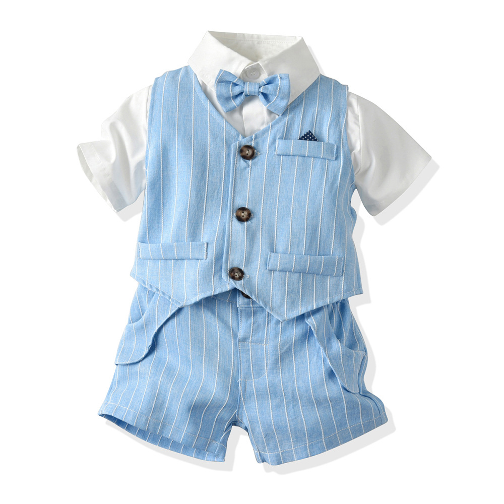 赤ちゃんのための英国の紳士服,蝶ネクタイ付きのスーツ,ベスト - Baby Boy Suit Set Baptism のレビューと価格