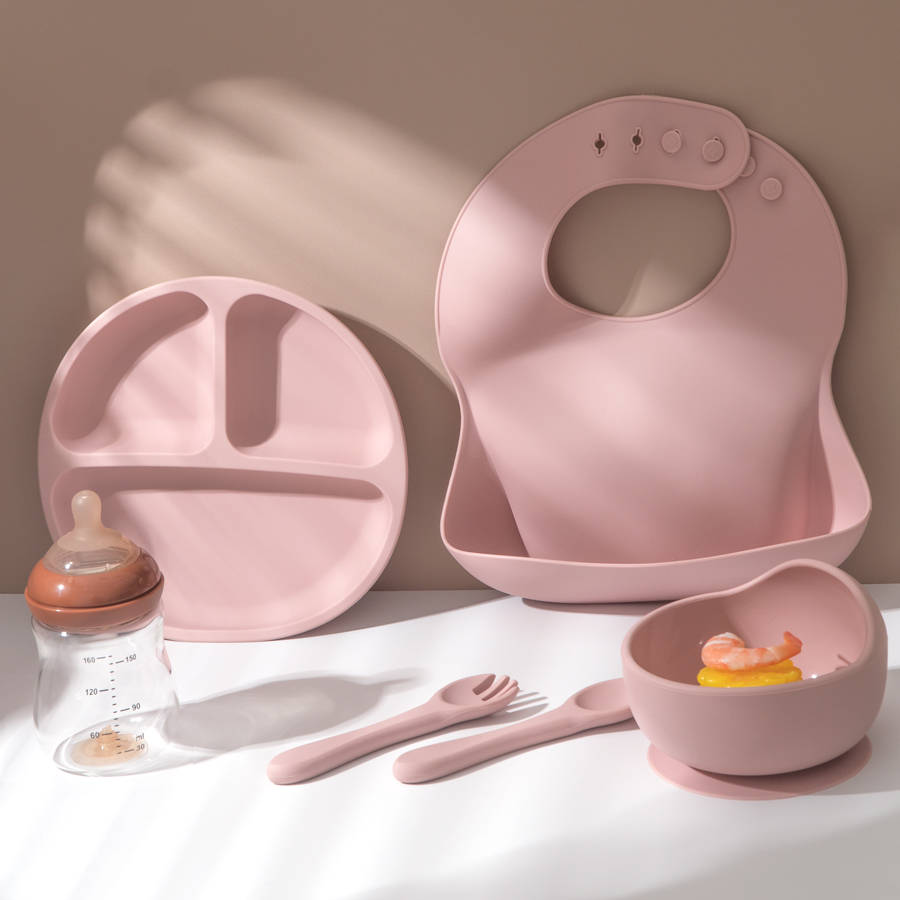 5 個ベビーシリコーン給餌セットラウンドダイニングプレート吸 - Waterproof Baby Bibs Silicone のレビューと価格