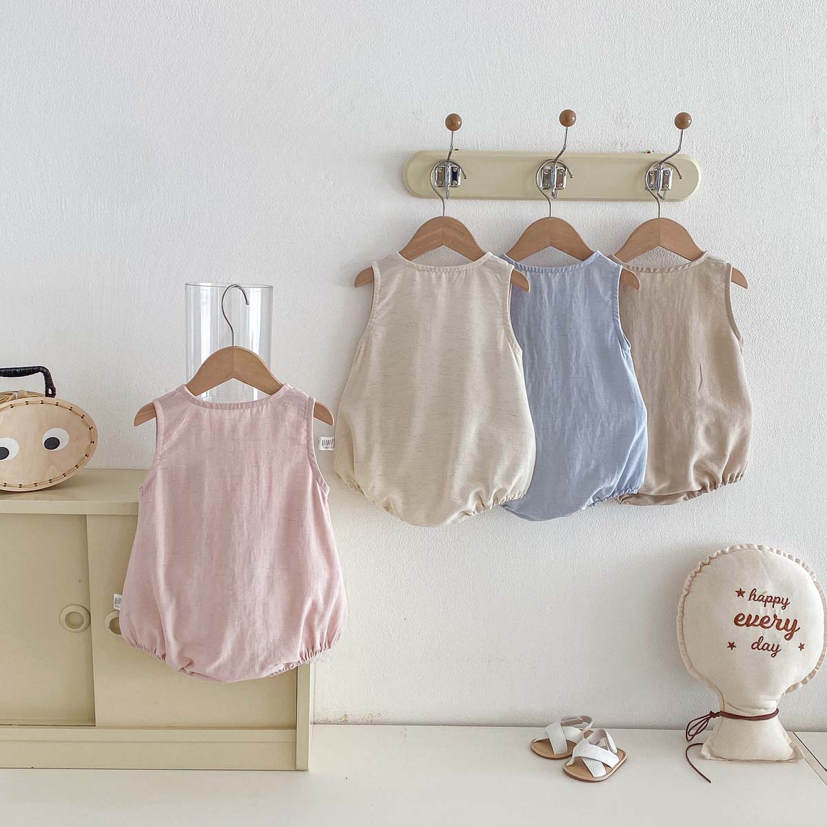 ベビーサマーベア薄手ノースリーブジャンプスーツ、ベビーボーイ - Baby Summer Linen Sleeveless Jumpsuit のレビューと価格