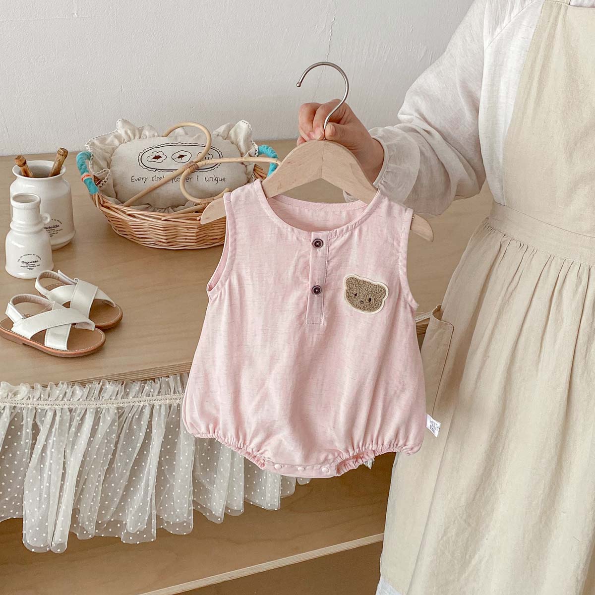 ベビーサマーベア薄手ノースリーブジャンプスーツ、ベビーボーイ - Baby Summer Linen Sleeveless Jumpsuit のレビューと価格