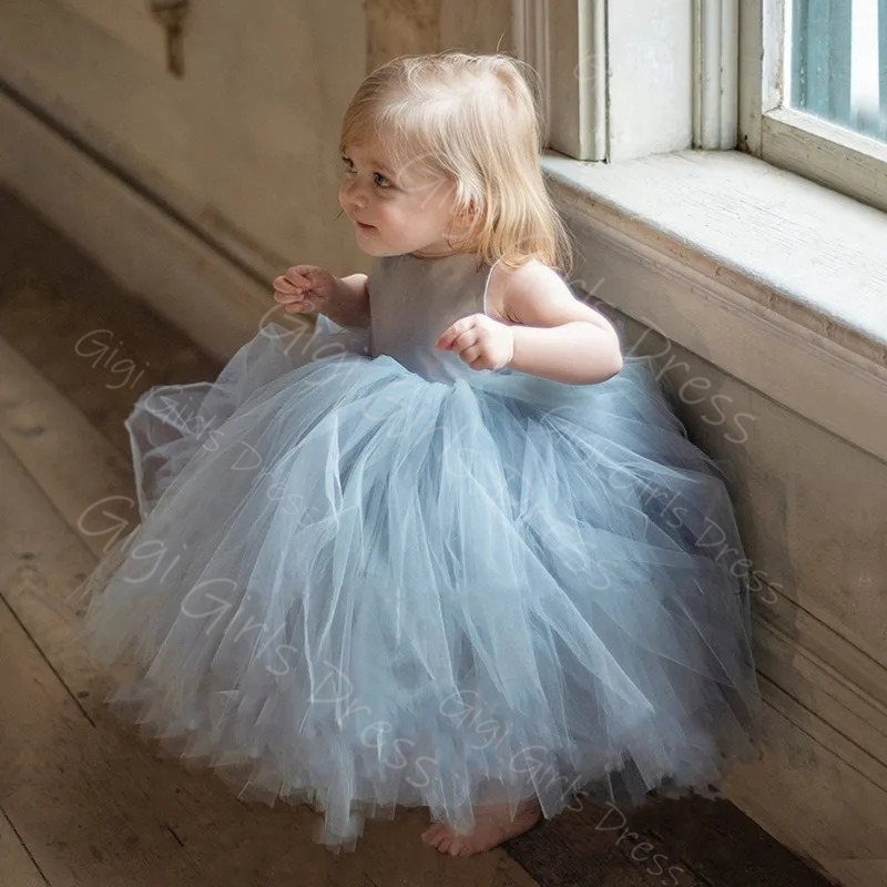 ブルーフラワーガールドレス 結婚式用 幼児用 スパゲッティス - Toddler Girl Tulle Party Dress のレビューと価格