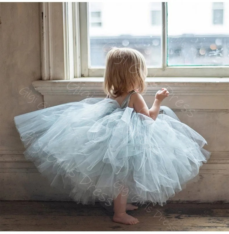 ブルーフラワーガールドレス 結婚式用 幼児用 スパゲッティス - Toddler Girl Tulle Party Dress のレビューと価格