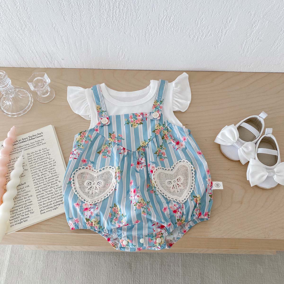 女の赤ちゃんのためのフラッタースリーブボディ,新生児服,ボデ - Newborn Baby Girl Romper Floral のレビューと価格