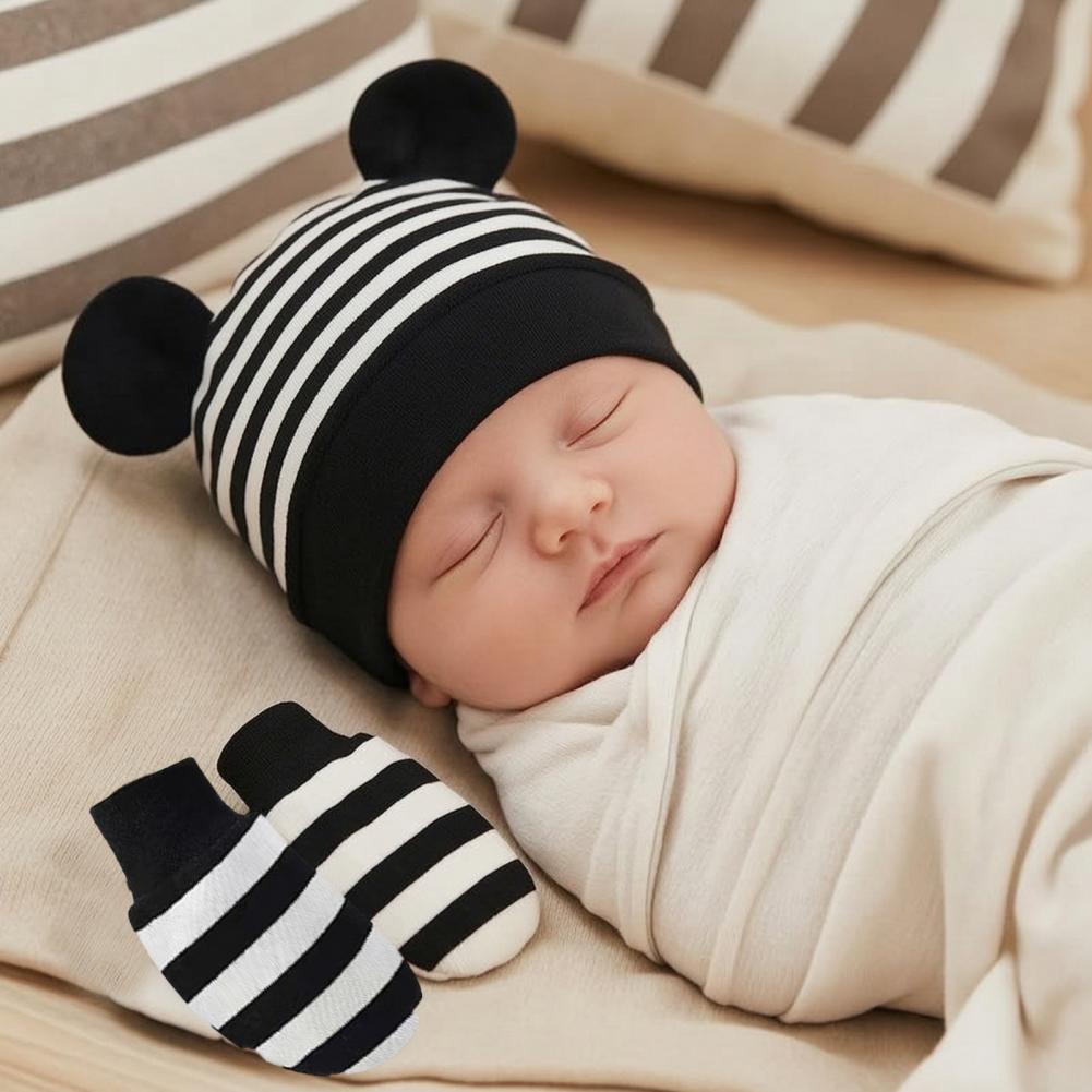 ベビースクラッチミトンブーティ新生児帽子ミトンセット綿幼児用 - Infant Beanie Hat With Ears のレビューと価格