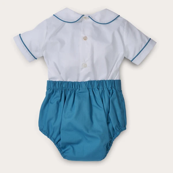 0-6歳 夏用 ベビーボーイ 手刺繍入り ブルーヴィンテージ - Baby Boy Suit Set Baptism のレビューと価格