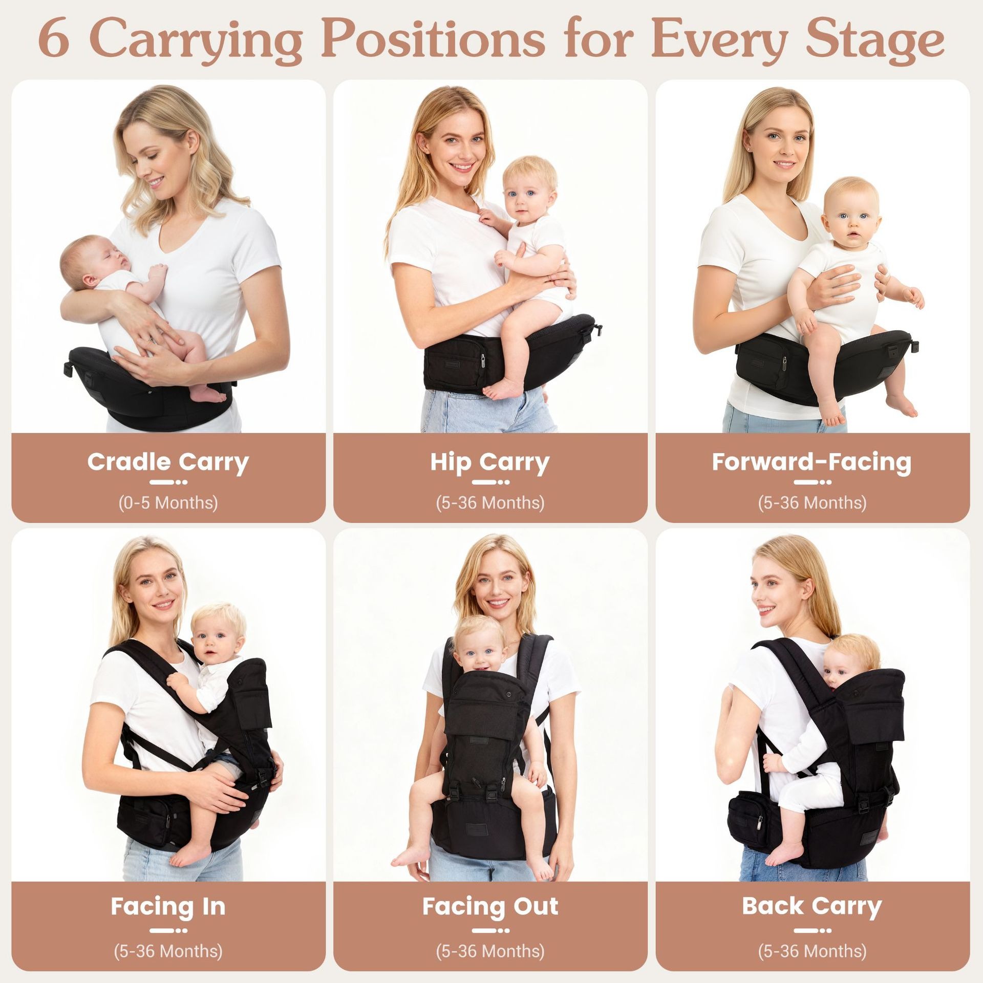 ヒップシート付きベビーキャリア、人間工学に基づいた6in1ベ - Ergonomic Baby Carrier Newborn To Toddler のレビューと価格